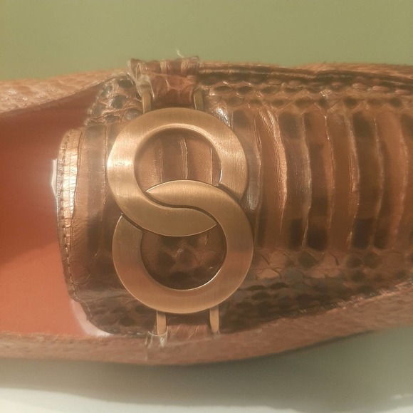 BELLINI "Barcelona " genuine snakeskin Copper/Brown loafers size 9W - Picture 9 of 15